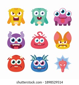 Simple Set Monsters Vector Color Icons. Color with Editable stroke