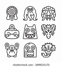 Simple Set Monsters Vector line Icons. Line with Editable stroke