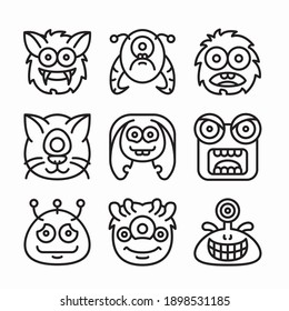 Simple Set Monsters Vector line Icons. Line with Editable stroke