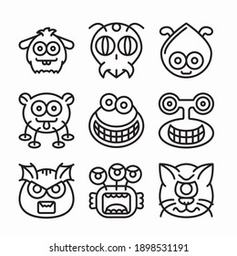 Simple Set Monsters Vector line Icons. Line with Editable stroke