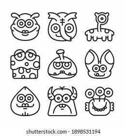 Simple Set Monsters Vector line Icons. Line with Editable stroke