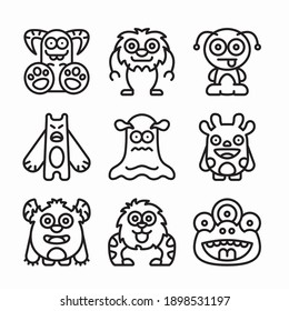 Simple Set Monsters Vector line Icons. Line with Editable stroke