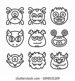 Simple Set Monsters Vector line Icons. Line with Editable stroke