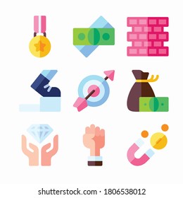 Iconos de color del vector de motivación simple
