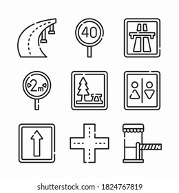 Simple Set Motor way Vector line Icons
