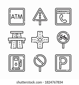 Simple Set Motor way Vector line Icons
