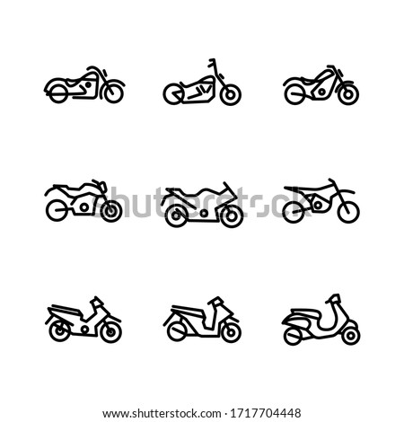 
Simple set of motorcycle related line icons for web and mobile app
