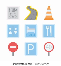 
Simple Set Motorway Vector Color Icons
