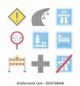 
Simple Set Motorway Vector Color Icons