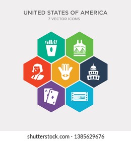 Simple Set Of Movie, Casino, Capitol, Indian Icons, Contains Such As Icons George Washington, Golden State, French Fries And More. 64x64 Pixel Perfect. Infographics Vector