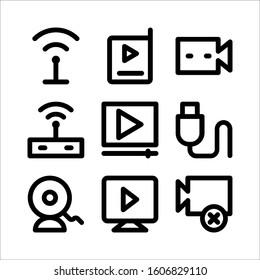 Simple Set Multimedia icons Line Vector