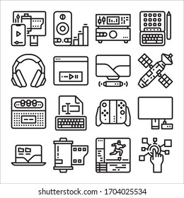 Simple Set of Multimedia Related Vector Line Icons