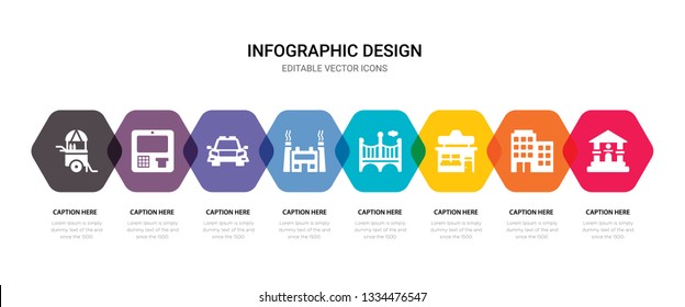 simple set of museum, buildings, store, bridge icons, contains such as icons factory, car, atm, food cart and more. 64x64 pixel perfect. editable vector set