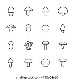 Simple set of mushroom related outline icons. Elements for mobile concept and web apps. Thin line vector icons for website design and development, app development. Premium pack.