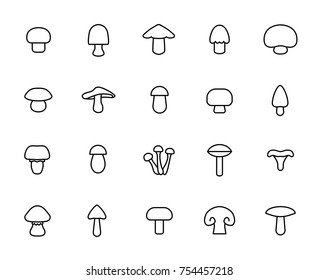 Simple set of mushroom related outline icons. Elements for mobile concept and web apps. Thin line vector icons for website design and development, app development. Premium pack.