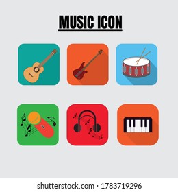 Simple Set of Music icon.Contain such as guitar,piano,drum,headphone and more.