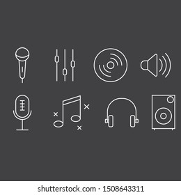 Simple Set of Music Related Vector Line Icons. , In-ear Headphones,  and more. Editable Stroke.Eps10