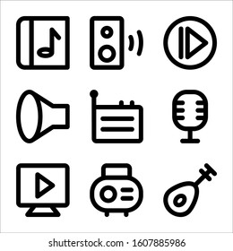 Simple Set of Music Related Vector Line Icons