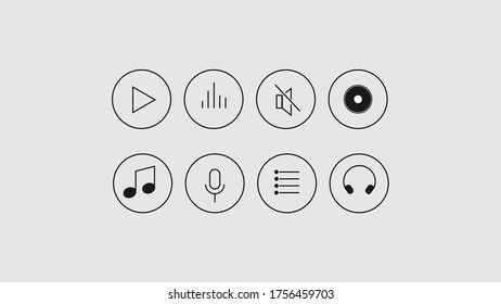 Simple Set of Music Related Vector Line Icons. Premium linear symbols. Web symbols for web sites and mobile app. Trendy design. Vector illustration.