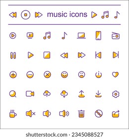 Simple Set of Music Related Vector Line Icons.