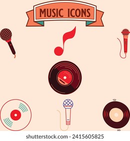 Sencillo conjunto de iconos vectores relacionados con la música.
