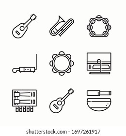 Simple Set Musical Instrument Vector line Icons.Editable stroke
