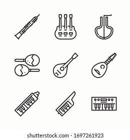 Simple Set Musical Instrument Vector line Icons.Editable stroke