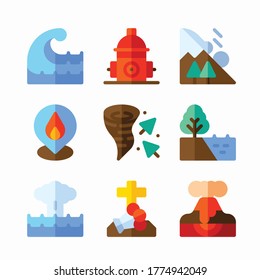 Simple Set Natural Disaster Vector Color Icons. Color with Editable stroke