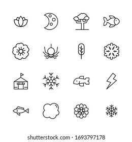 Simple set of nature modern thin line icons. Trendy design. Pack of stroke icons. Vector illustration isolated on a white background. Premium quality symbols.