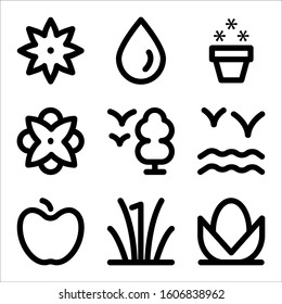 Simple set of nature related outline icons