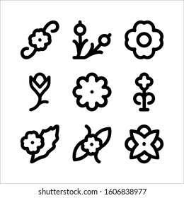 Simple set of nature related outline icons