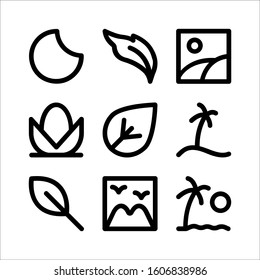 Simple set of nature related outline icons