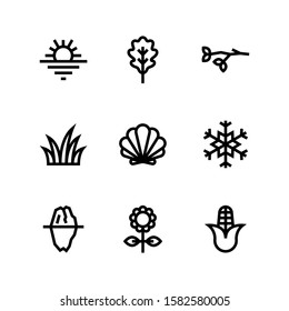 Simple Set of Nature Related Vector Line Icons.