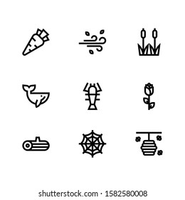 Simple Set of Nature Related Vector Line Icons.
