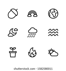 Simple Set of Nature Related Vector Line Icons.