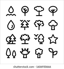 Simple Set of Nature Related Vector Line Icons