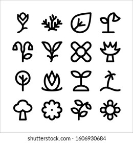 Simple Set of Nature Related Vector Line Icons