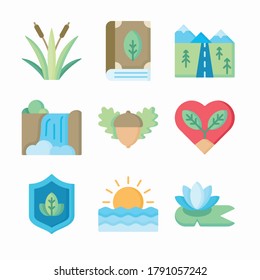 Iconos de color de vectores de naturaleza simple