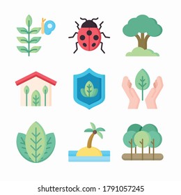 Iconos de color de vectores de naturaleza simple