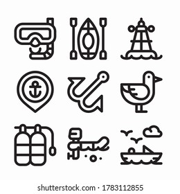 Simple Set Nautical Sailor Vector line Icons. Line with Editable stroke
