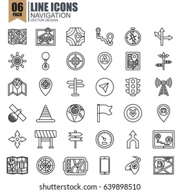 Simple set of navigation line icons vector design. Contains such as store locator, traffic light, navigator, map and more. Pixel Perfect. Can be used for websites, infographics, mobile apps.