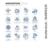 Simple Set of Navigation Related Color Vector Line Icons. 
Contains such Icons as Store Locator, Office, Home and more. 
Editable Stroke. 64x64 Pixel Perfect. 