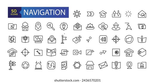 Simple Set of Navigation Related Vector Line Icons. Contains such Icons as Cloakroom, Elevator, Exit, Taxi, flag and more.