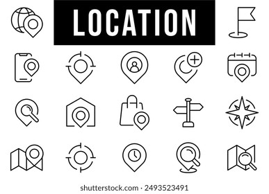 Simple Set of Navigation Related Vector Line Icons.	