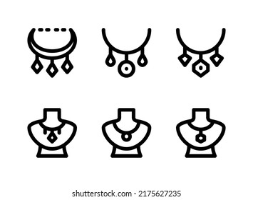 Simple Set of Necklace Jewelry Related Vector Line Icons.