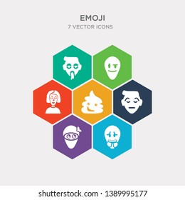 simple set of nervous emoji, ninja emoji, pensive emoji, poo icons, contains such as icons pouting proud puking and more. 64x64 pixel perfect. infographics vector