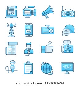 Simple Set News Flat Icons for Website and Mobile Apps. Contains such Icons as Interview,journalist,Message,microphone,News .Vector illustration.