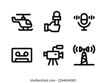 Simple Set of News Journal Related Vector Line Icons. Contains Icons as Helicopter,  Microphone, Voice and more.