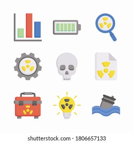 Simple Set Nuclear Energy Vector Color Icons
