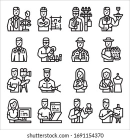 Simple Set of Occupation Related Vector Line Icons